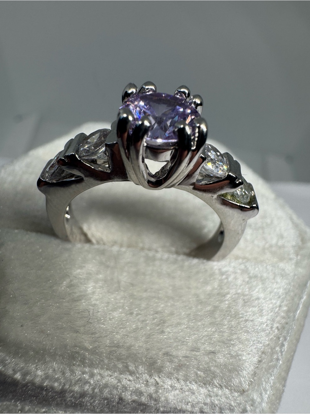 14K 585 White Gold Amethyst Ring Size 8 | 4.74g - Picture 7 of 14